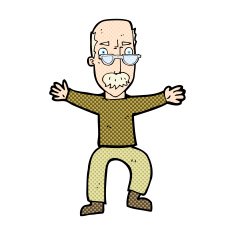 comic cartoon old man waving arms