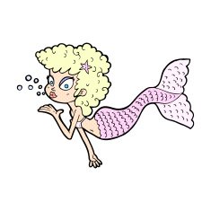 comic cartoon mermaid blowing kiss