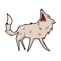 comic cartoon snapping wolf