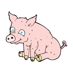 comic cartoon happy pig