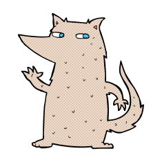 comic cartoon wolf waving
