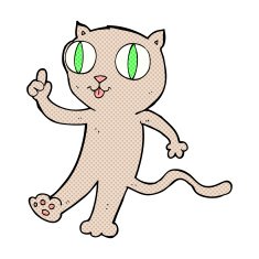 comic cartoon cat with idea