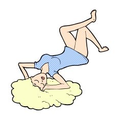 comic cartoon woman lying on floor N2