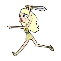 comic cartoon viking girl with sword