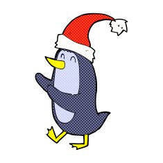 comic cartoon christmas penguin