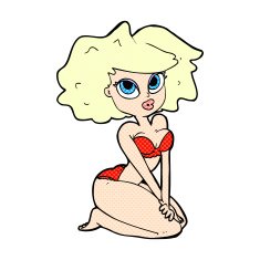 comic cartoon woman wearing bikini