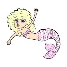 comic cartoon pretty mermaid waving