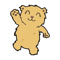 comic cartoon waving teddy bear N5