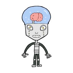 comic cartoonw weird robot