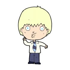 comic cartoon school boy answering question N2
