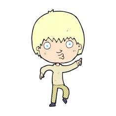 comic cartoon impressed boy pointing