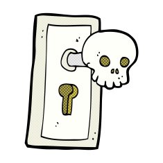 comic cartoon spooky door knob