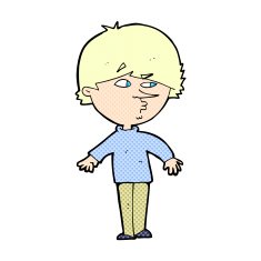 comic cartoon suspicious man looking over shoulder