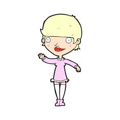 comic cartoon waving woman N8