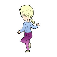 comic cartoon girl dancing