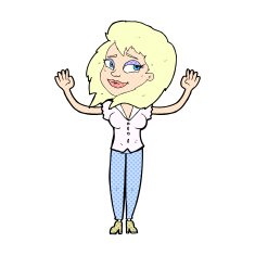 comic cartoon woman giving up