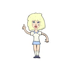 comic cartoon tough woman with idea
