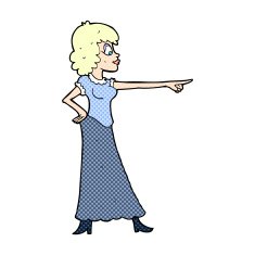 comic cartoon woman pointing finger