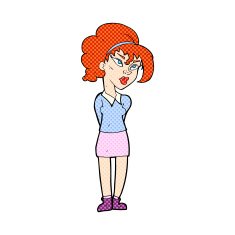 comic cartoon pretty girl tilting head