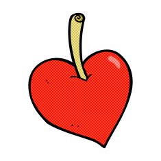 comic cartoon love heart apple