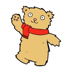 comic cartoon teddy bear wearing scarf N3