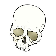 comic cartoon spooky old skull