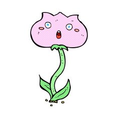 comic cartoon shocked flower