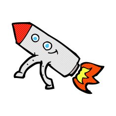 comic cartoon happy rocket
