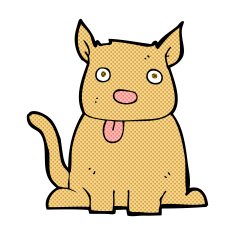 comic cartoon dog sticking out tongue