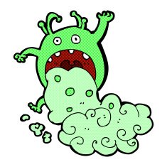 comic cartoon gross monster being sick