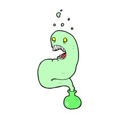 comic cartoon halloween ghost in bottle