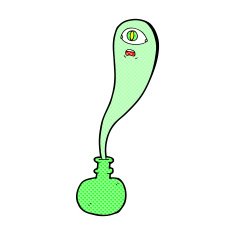 comic cartoon halloween ghost in bottle N2
