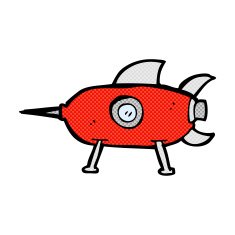 comic cartoon space rocket