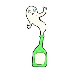 comic cartoon ghost in bottle