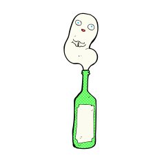 comic cartoon ghost in bottle N2