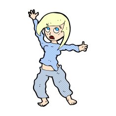 comic cartoon frightened woman N2