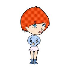 comic cartoon nervous woman