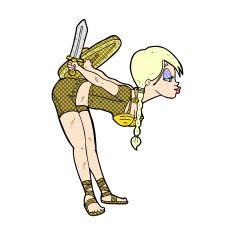 comic cartoon viking girl bowing