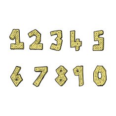 comic cartoon wooden numbers
