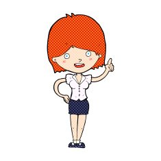 comic cartoon woman with idea N5