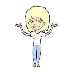 comic cartoon woman shrugging