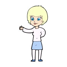 comic cartoon welcoming woman