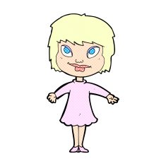 comic cartoon girl shrugging shoulders