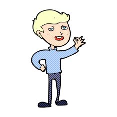 comic cartoon man making excellent gesture