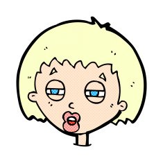 comic cartoon woman narrowing eyes