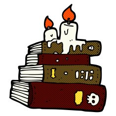 comic cartoon spooky old books