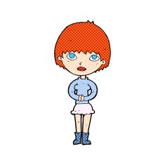 comic cartoon woman waiting patiently