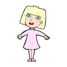 comic cartoon happy woman in dress N2