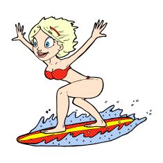 comic cartoon surfer girl