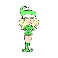 comic cartoon santa's helper woman